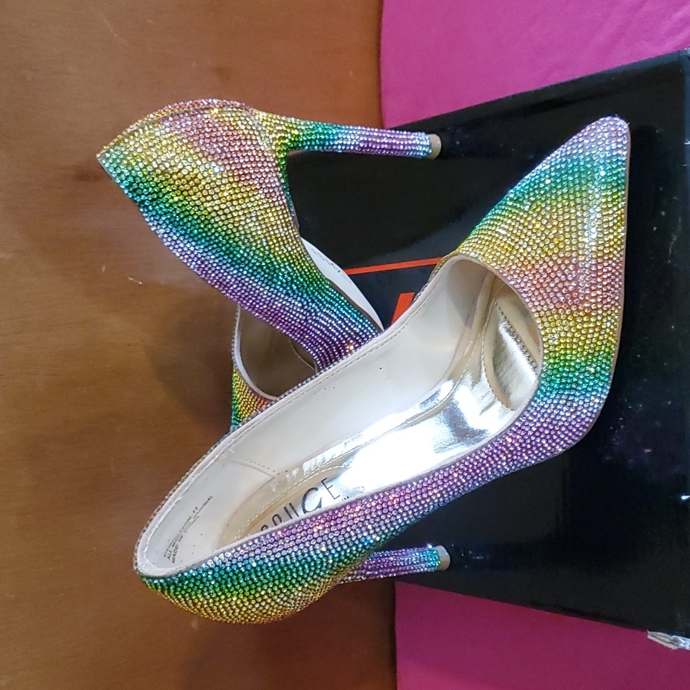 Womens Multi-color Blinged Out Rhinestone Heels - Picture 3 of 7